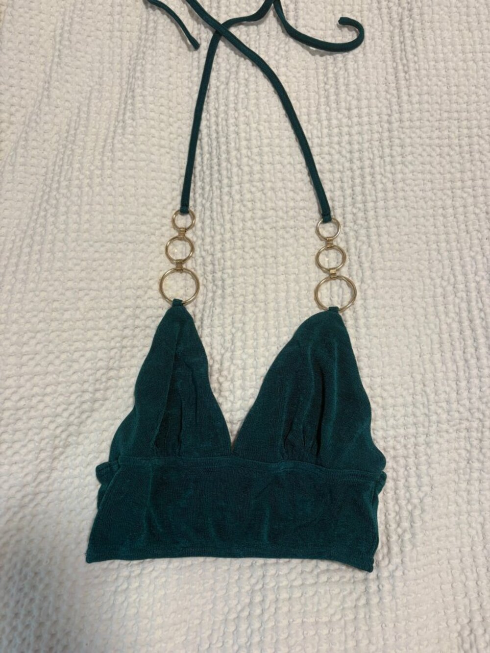 Princess polly cropped halter tank with gold hoops, size 4
